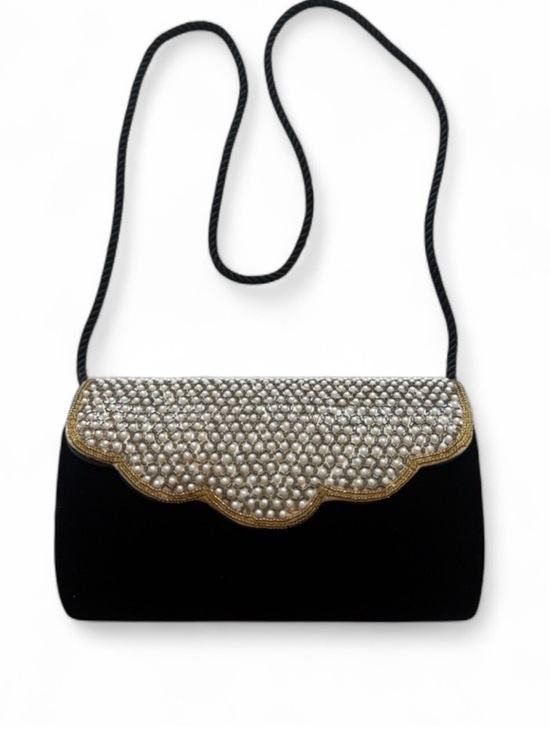 Handbags - BagsElegant Black and Gold Beaded Clutch